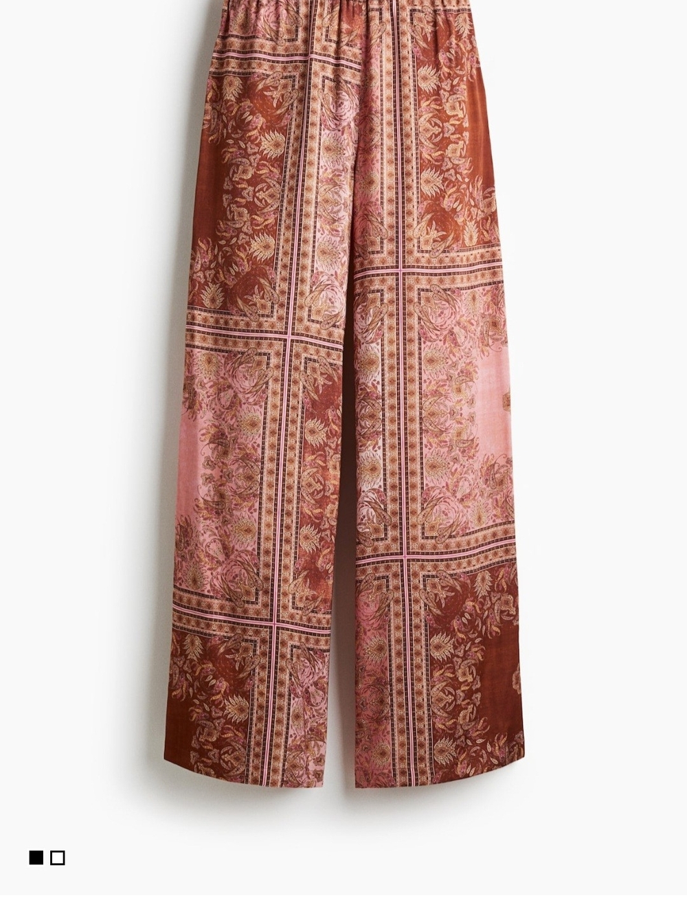 H&M Pink Paisly Wide-Leg Floral Block Print Pants - Pink/Brown